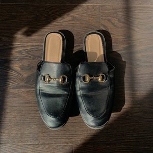 Gold embellished loafers